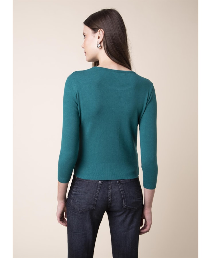 Blusa Tricot Fresh Canelado Petroleo