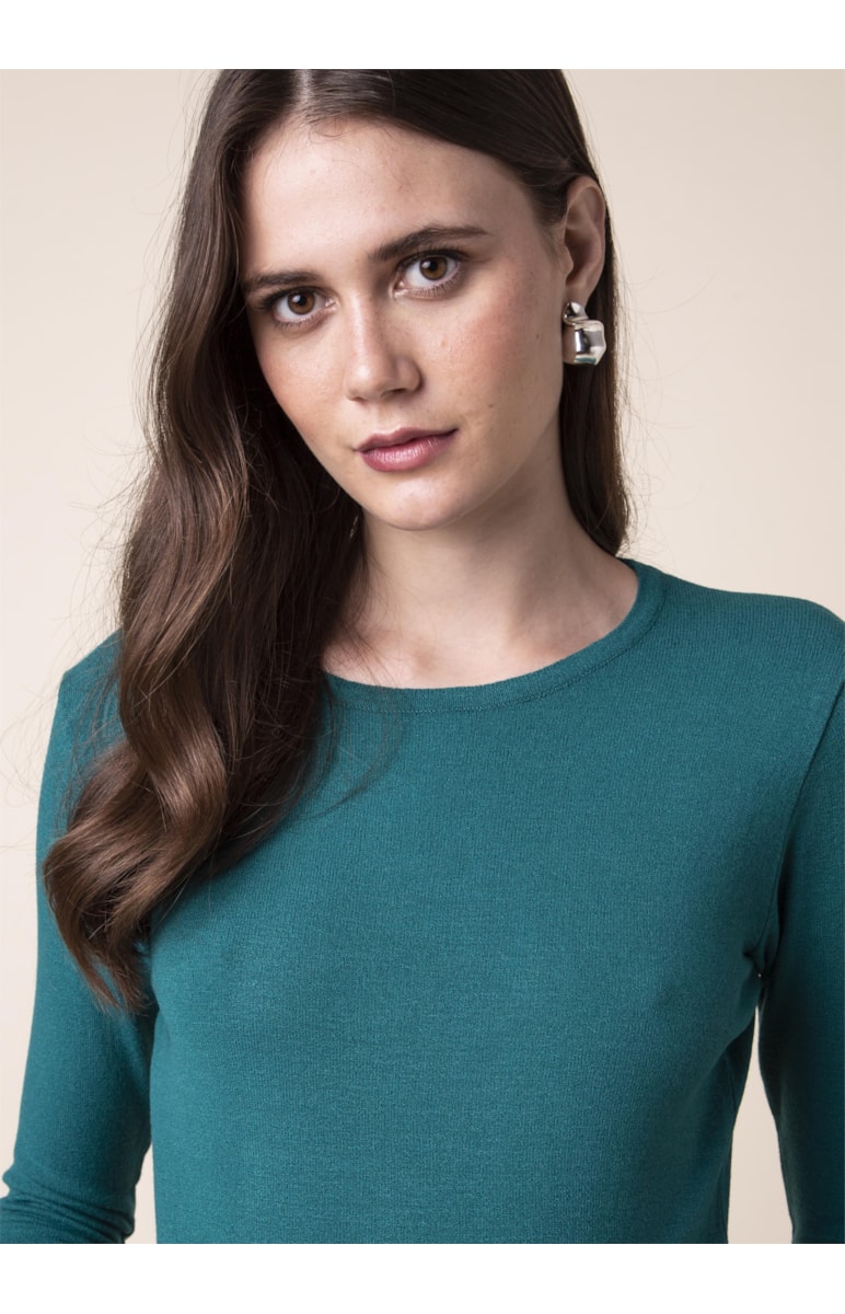 Blusa Tricot Fresh Canelado Petroleo