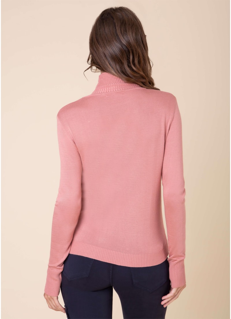 Blusa Tricot Gola Alta Boneca Rosa Velho