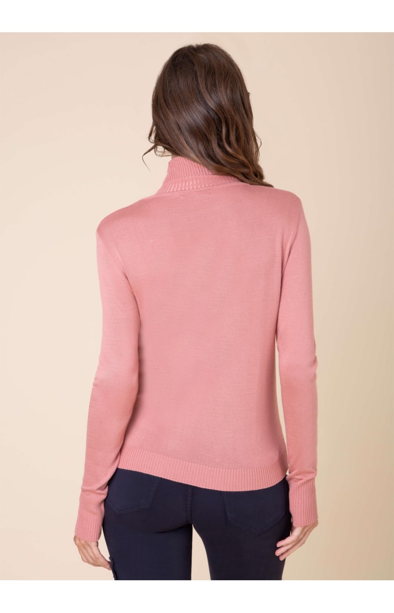 Blusa Tricot Gola Alta Boneca Rosa Velho