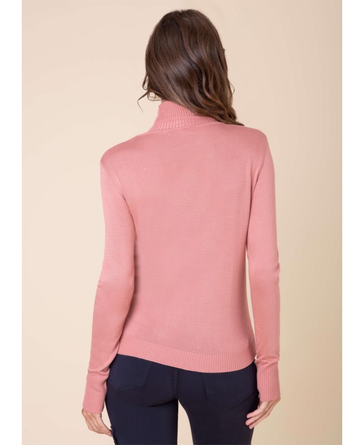 Blusa Tricot Gola Alta Boneca Rosa Velho