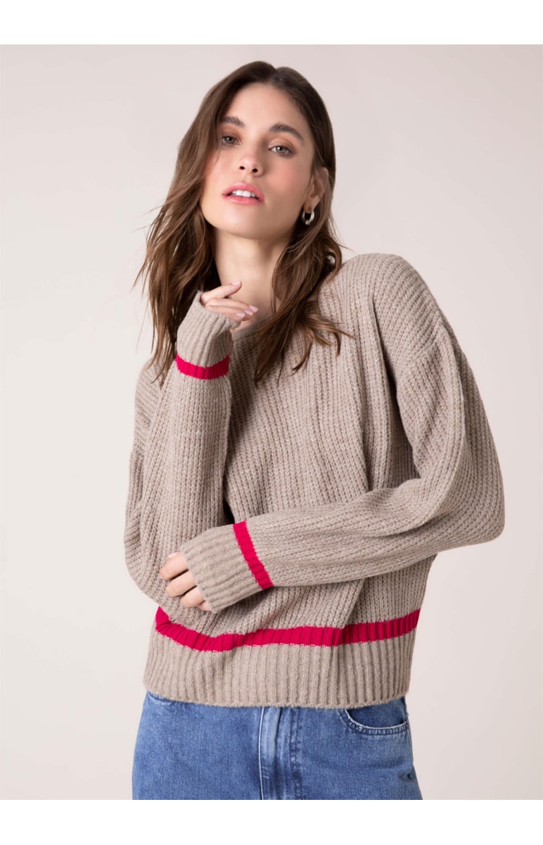 Blusa Tricot Listra Natural