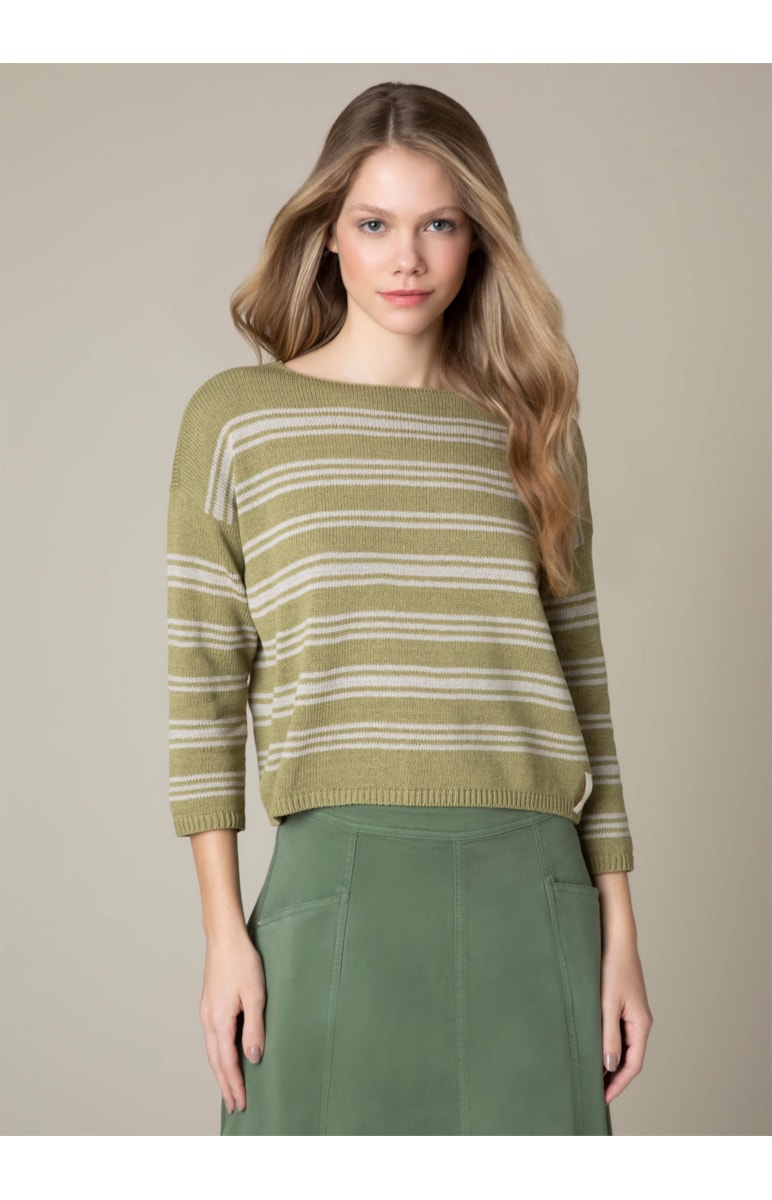 Blusa Tricot Listrada Verde Oliva
