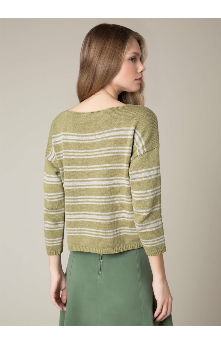 Blusa Tricot Listrada Verde Oliva