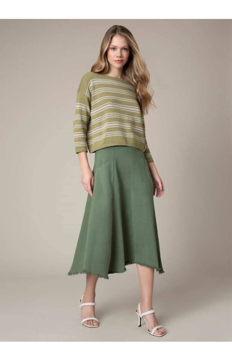 Blusa Tricot Listrada Verde Oliva