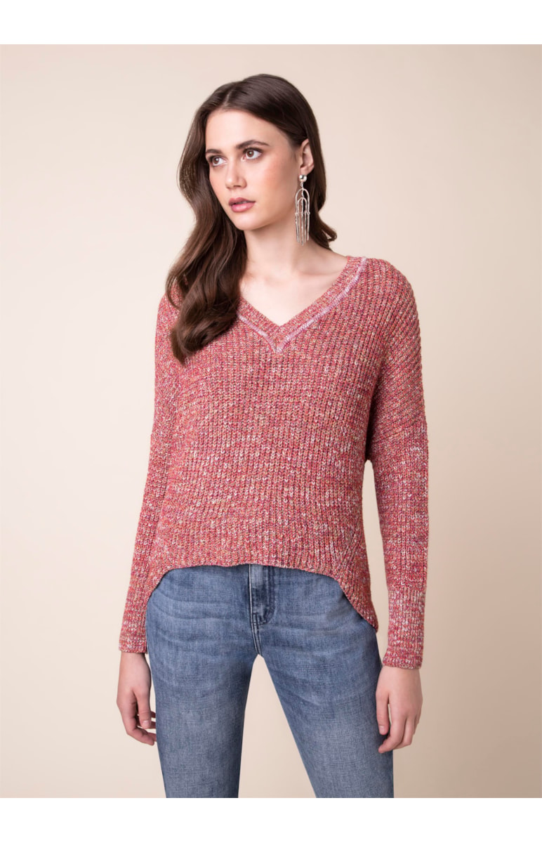 Blusa Tricot Mesclada Vermelho