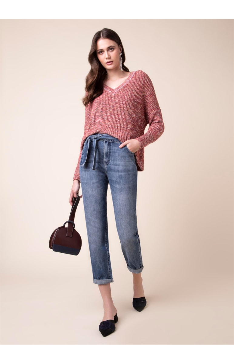 Blusa Tricot Mesclada Vermelho
