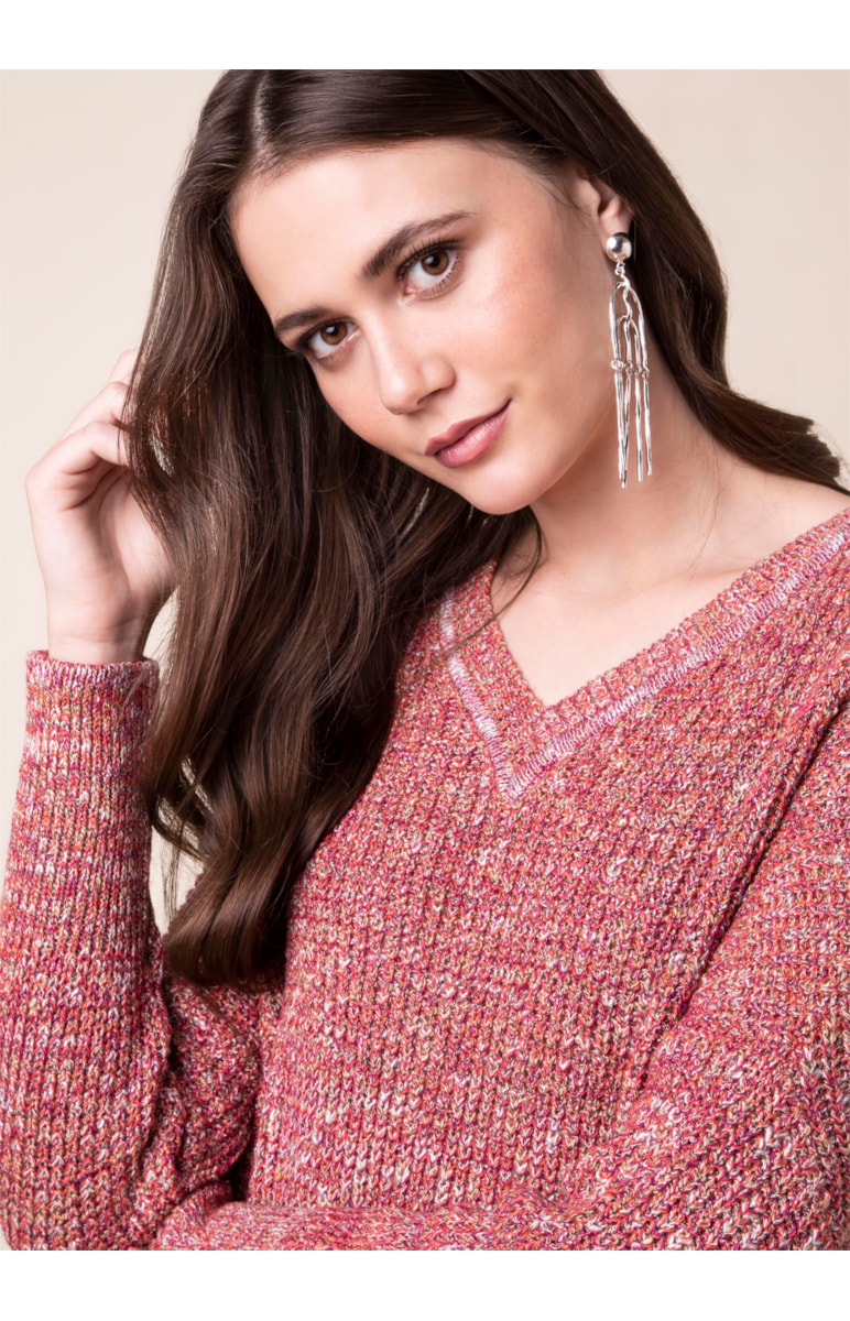 Blusa Tricot Mesclada Vermelho