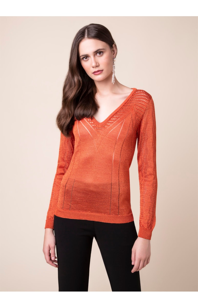 Blusa Tricot Patch Pontos Terra