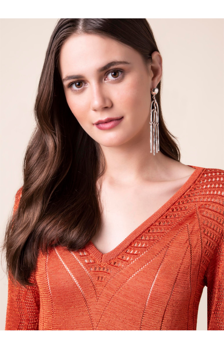 Blusa Tricot Patch Pontos Terra