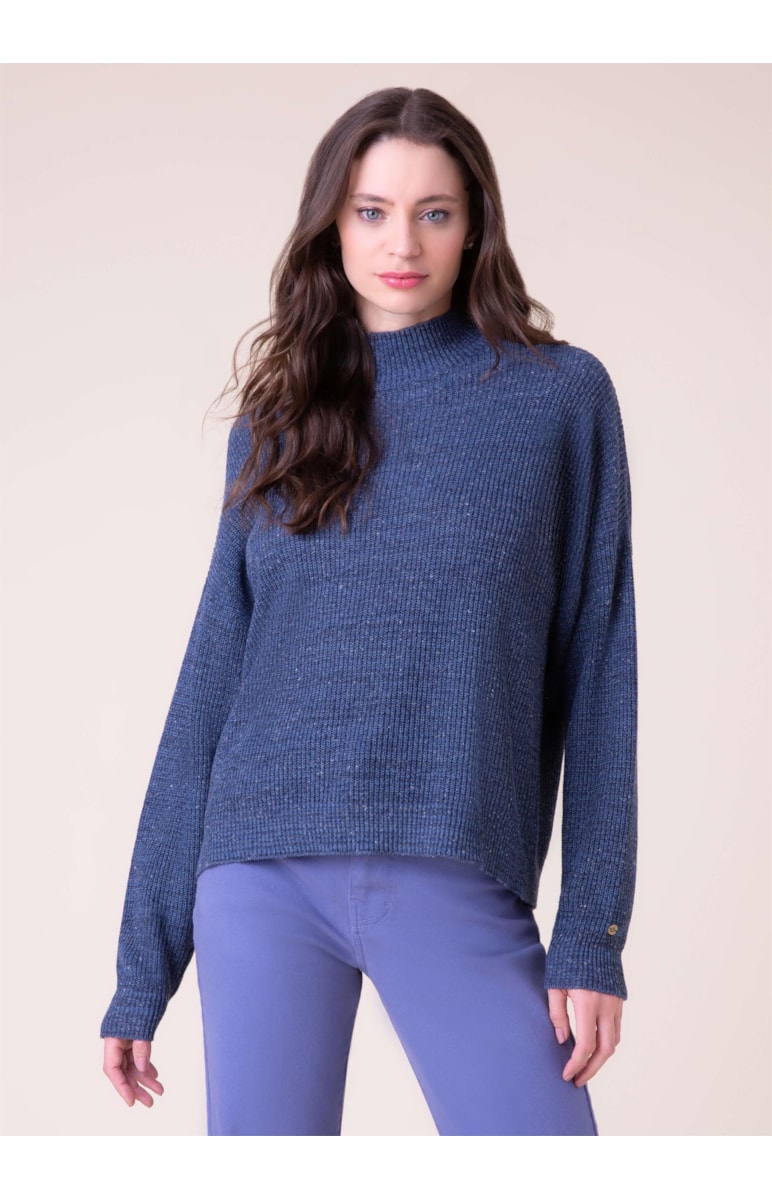 Blusa Tricot Pull Oversized Marinho