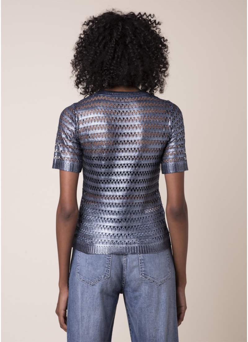 Blusa Tricot Renda Petroleo