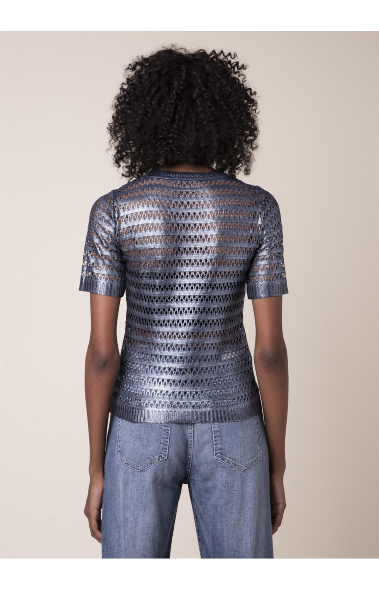 Blusa Tricot Renda Petroleo