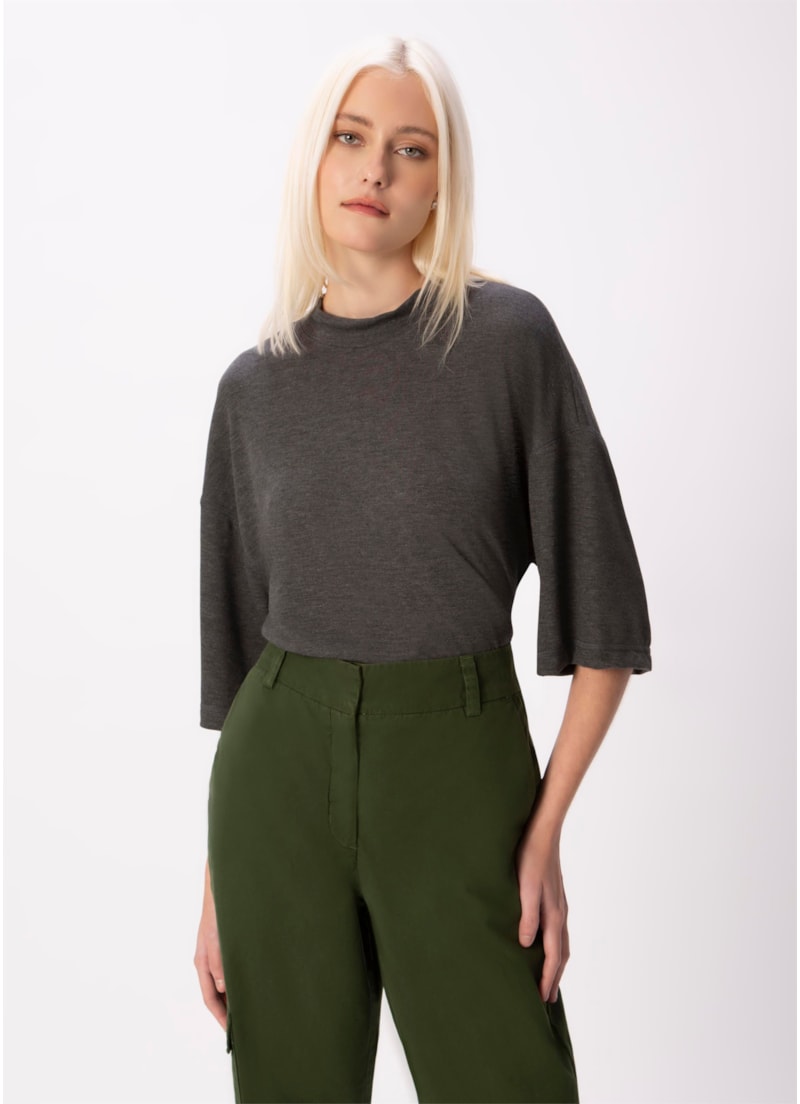 Blusa Tricot Soft Chumbo Mescla