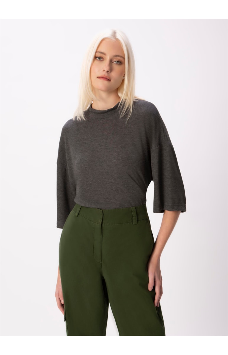 Blusa Tricot Soft Chumbo Mescla