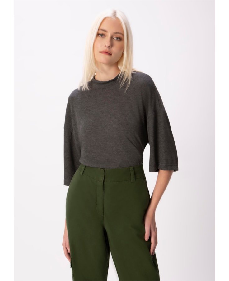 Blusa Tricot Soft Chumbo Mescla