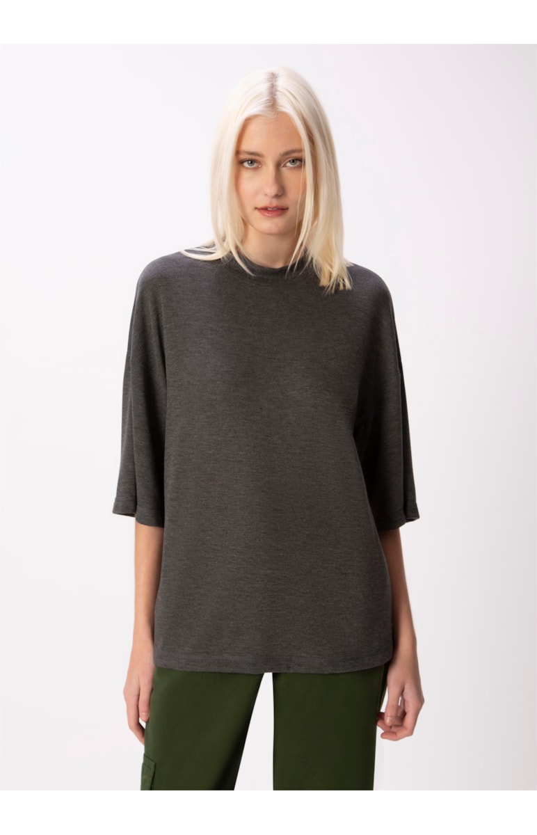 Blusa Tricot Soft Chumbo Mescla