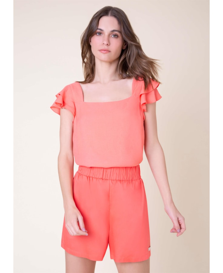 Blusa Valentine Babados Coral