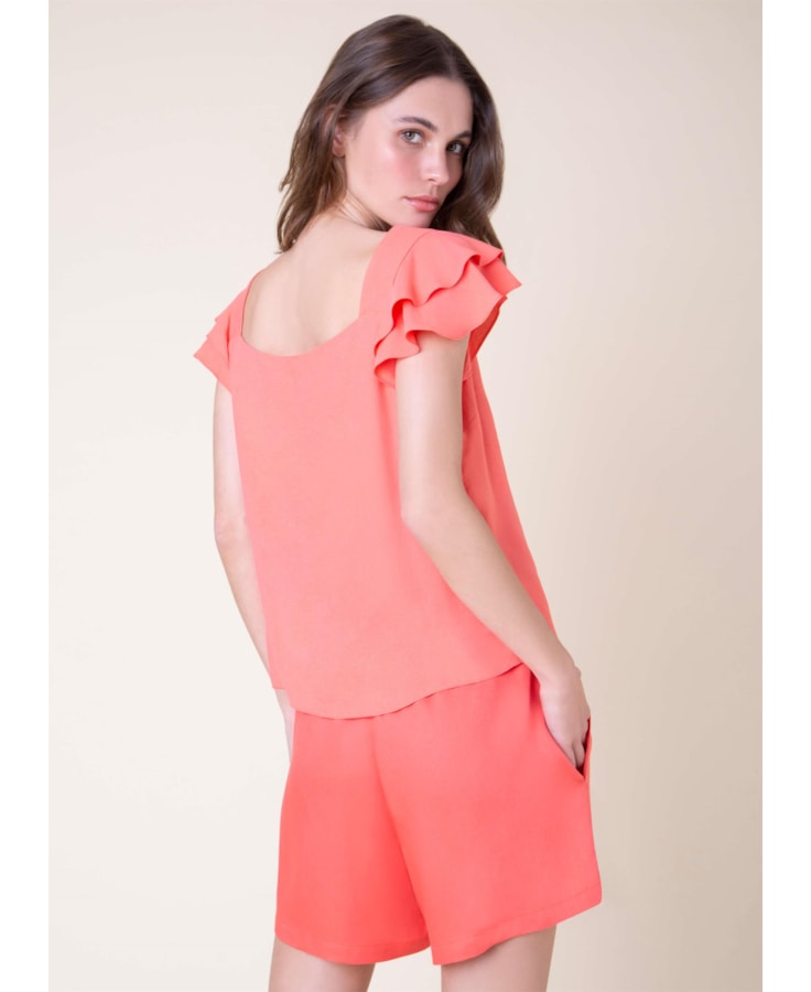 Blusa Valentine Babados Coral