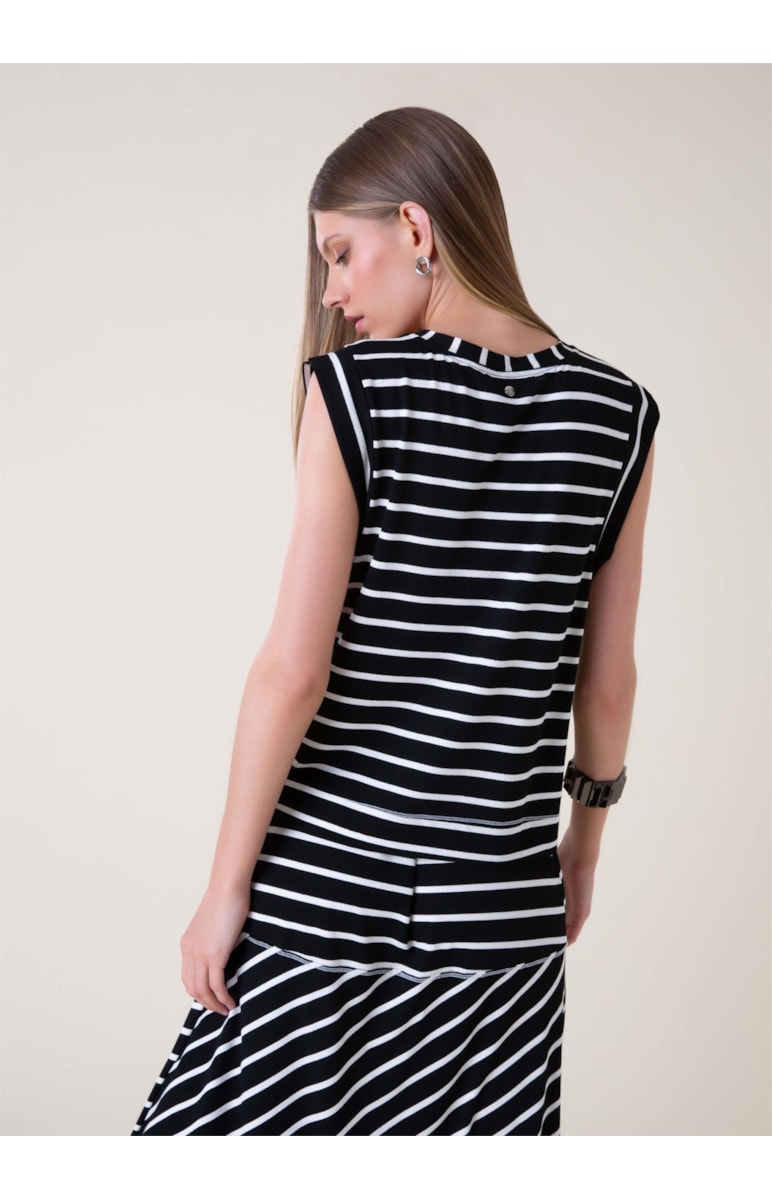 Blusa Visco Listras Preto