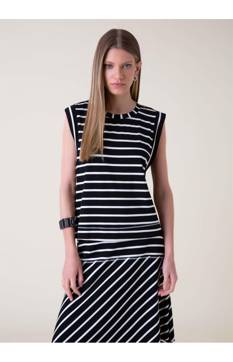 Blusa Visco Listras Preto