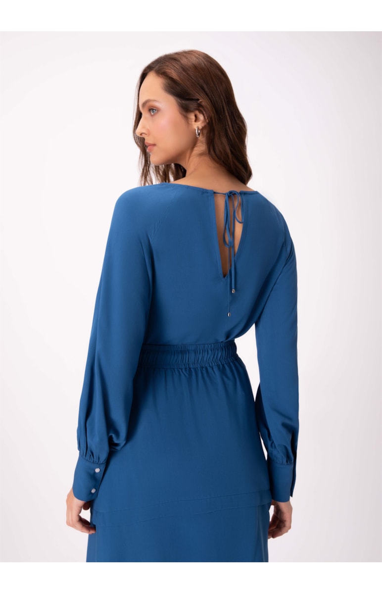 Blusa Visco Twill Azul Pervante