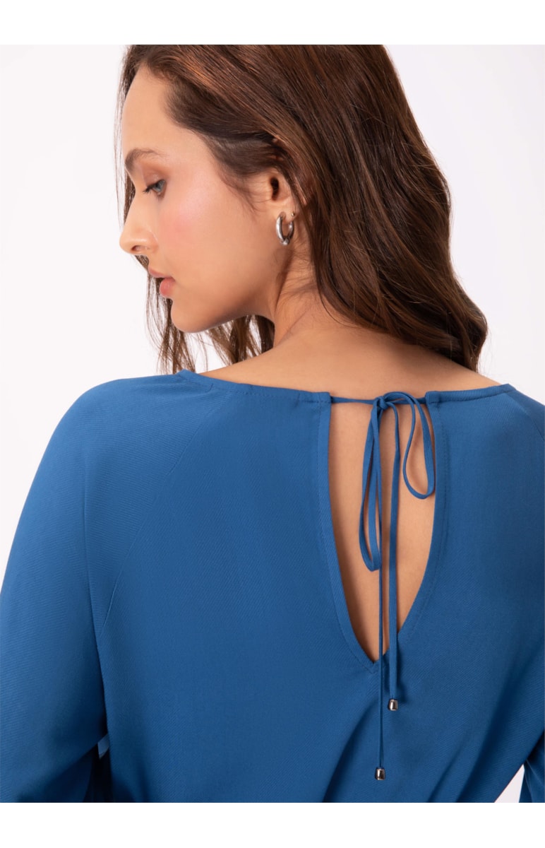 Blusa Visco Twill Azul Pervante