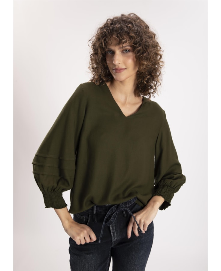 Blusa Viscose Berlin Pregas Musgo