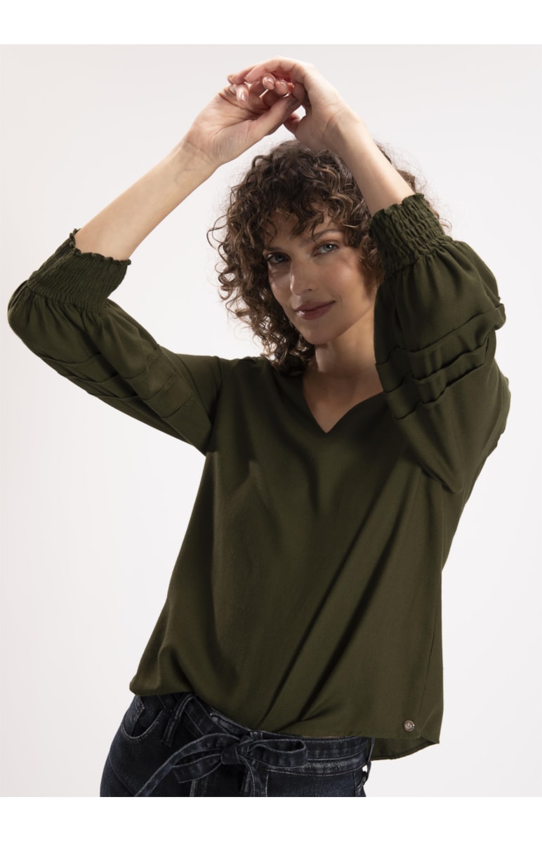 Blusa Viscose Berlin Pregas Musgo