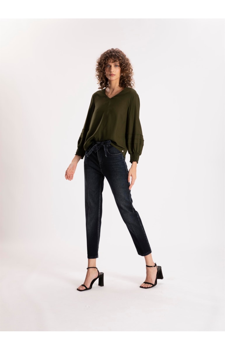 Blusa Viscose Berlin Pregas Musgo