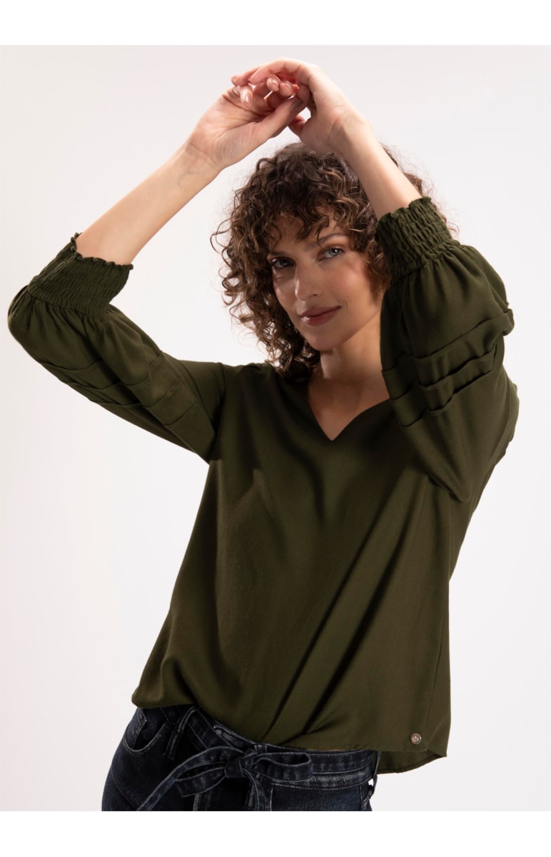 Blusa Viscose Berlin Pregas Musgo
