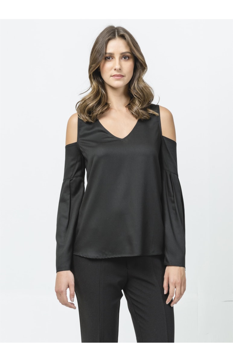 Blusa Viscose Ombro Preto