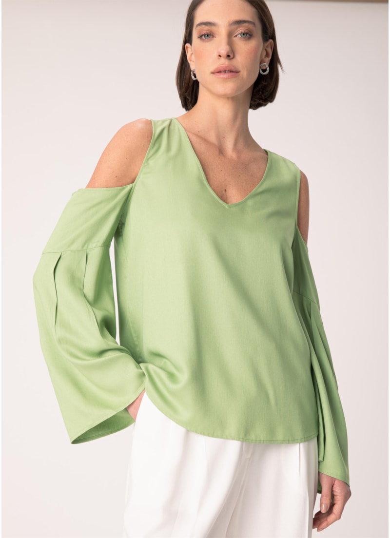 Blusa Viscose Ombro Verde Claro