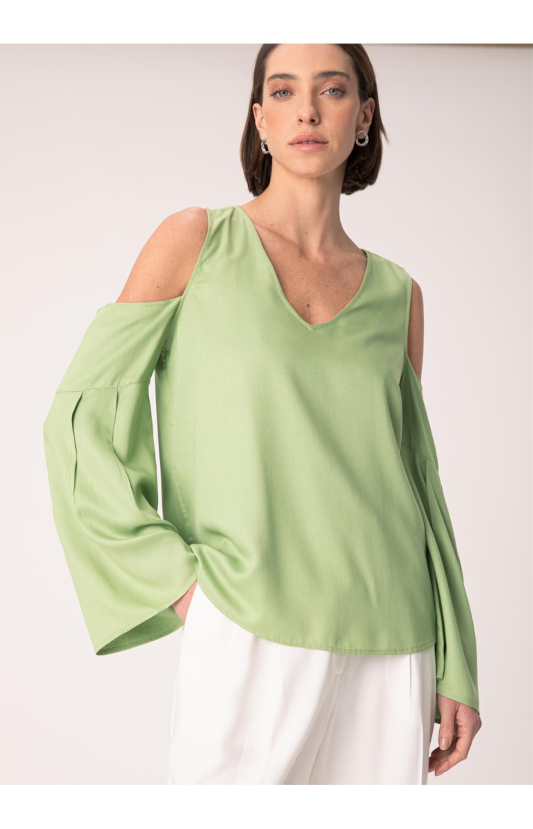 Blusa Viscose Ombro Verde Claro