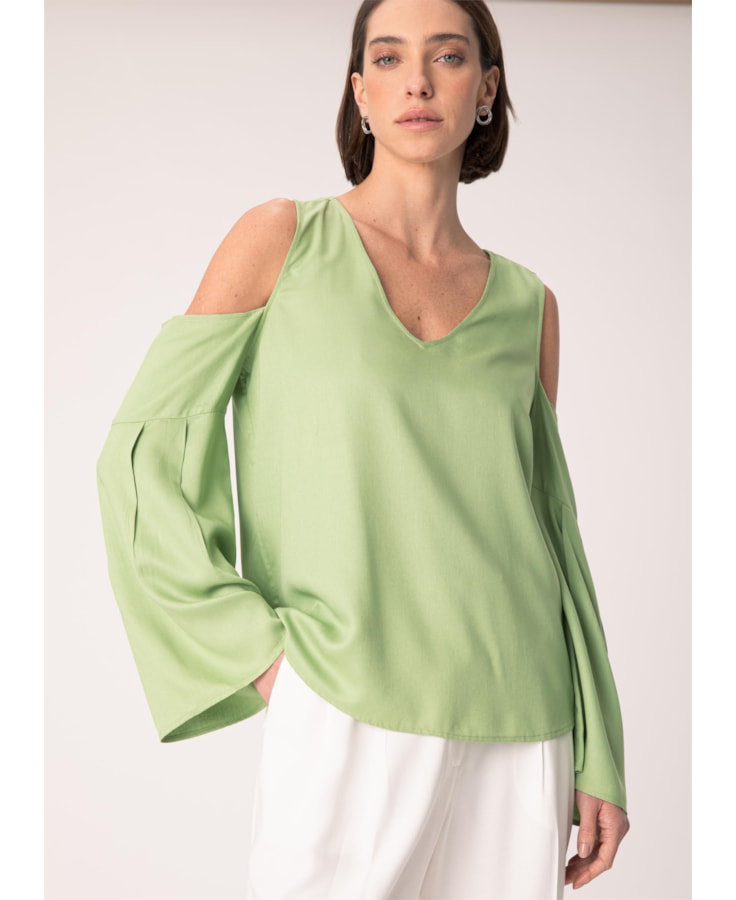 Blusa Viscose Ombro Verde Claro