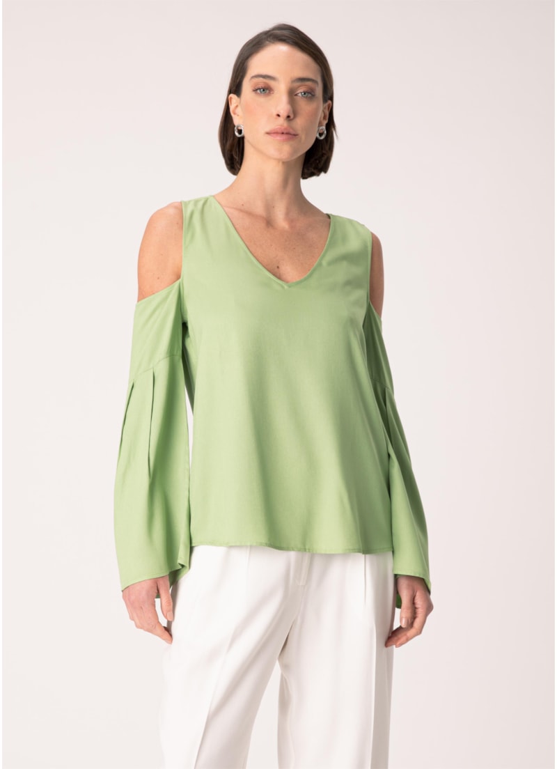 Blusa Viscose Ombro Verde Claro