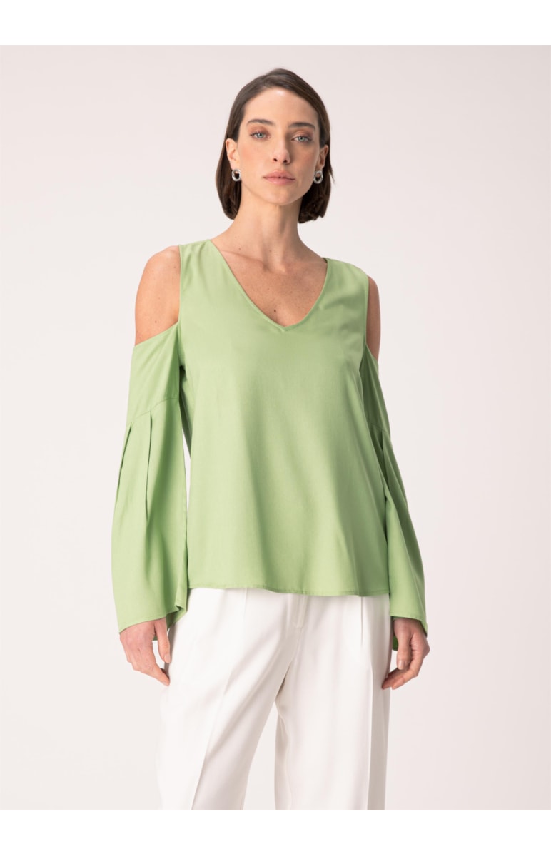 Blusa Viscose Ombro Verde Claro