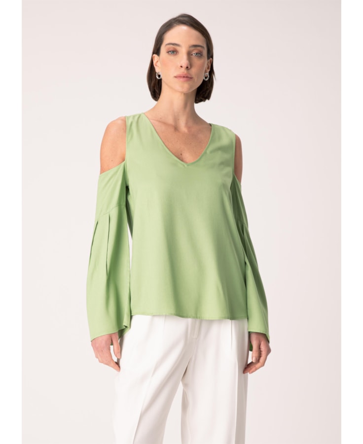 Blusa Viscose Ombro Verde Claro