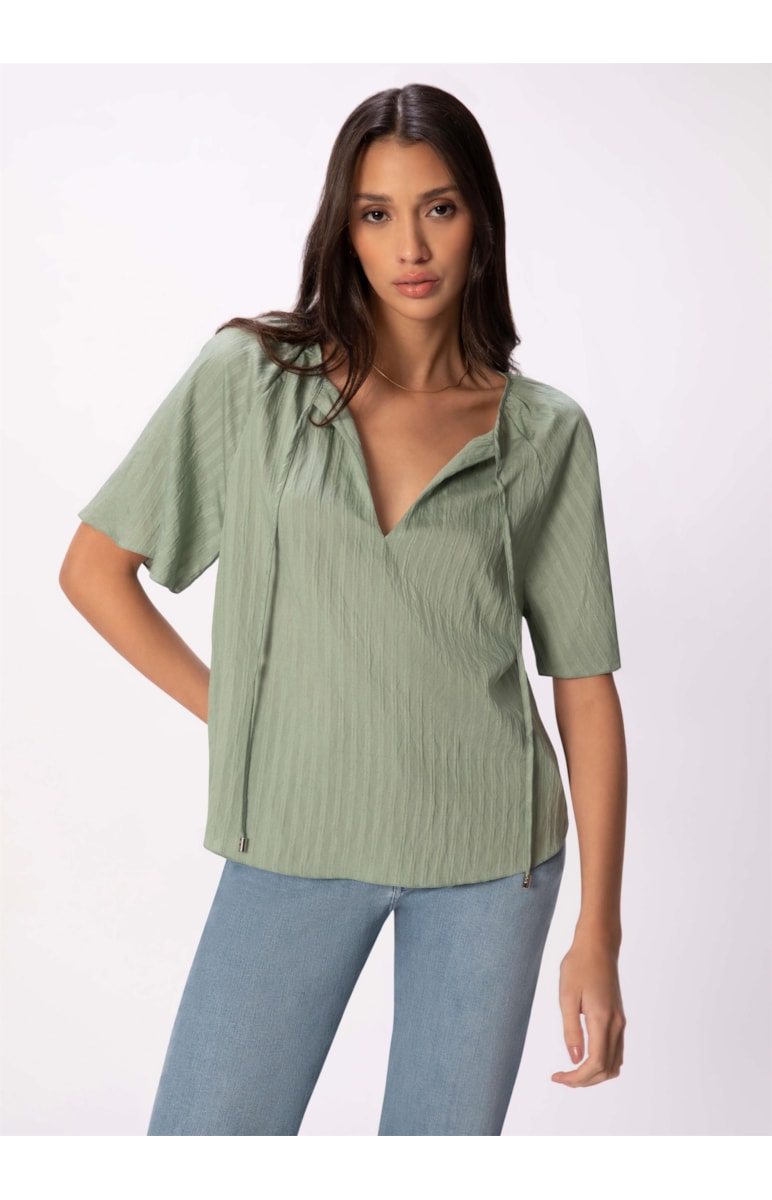 Blusa Voil Stripes Verde Claro