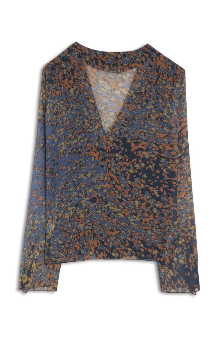 Blusa Watercolor Flowers Estampado Petroleo