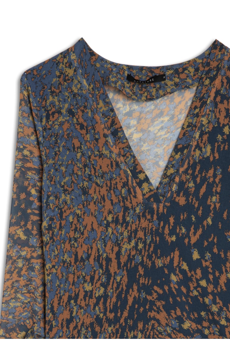 Blusa Watercolor Flowers Estampado Petroleo
