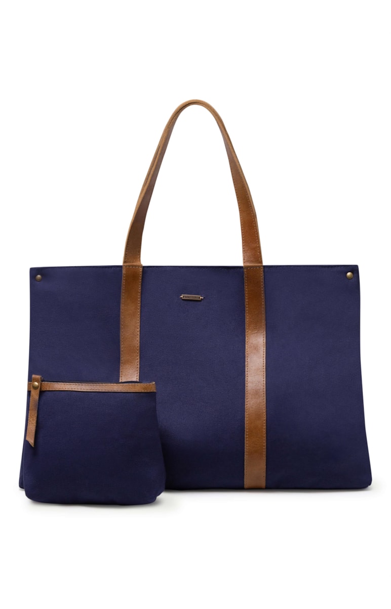 Bolsa Lona Com Necessaire Azul Jeans