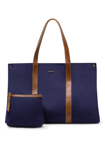 Bolsa Lona Com Necessaire Azul Jeans