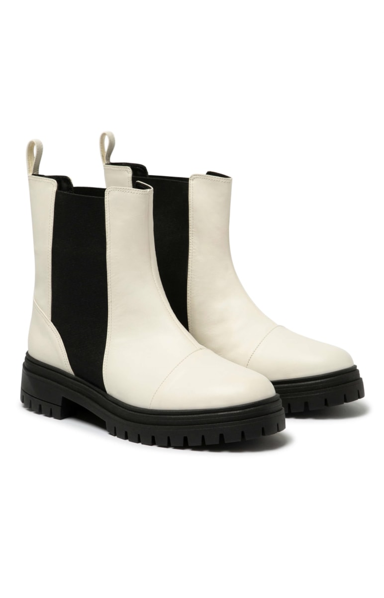 Bota Couro Chelsea Off White