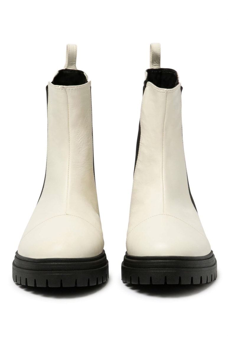 Bota Couro Chelsea Off White