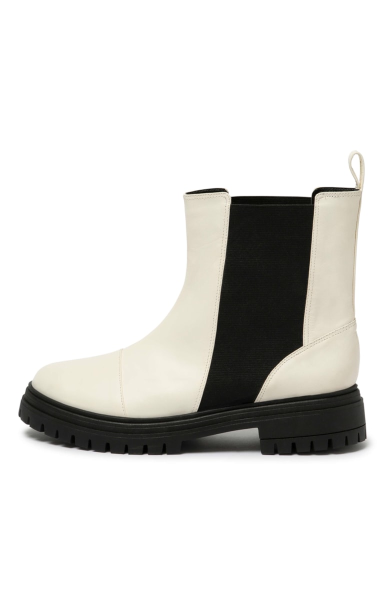 Bota Couro Chelsea Off White