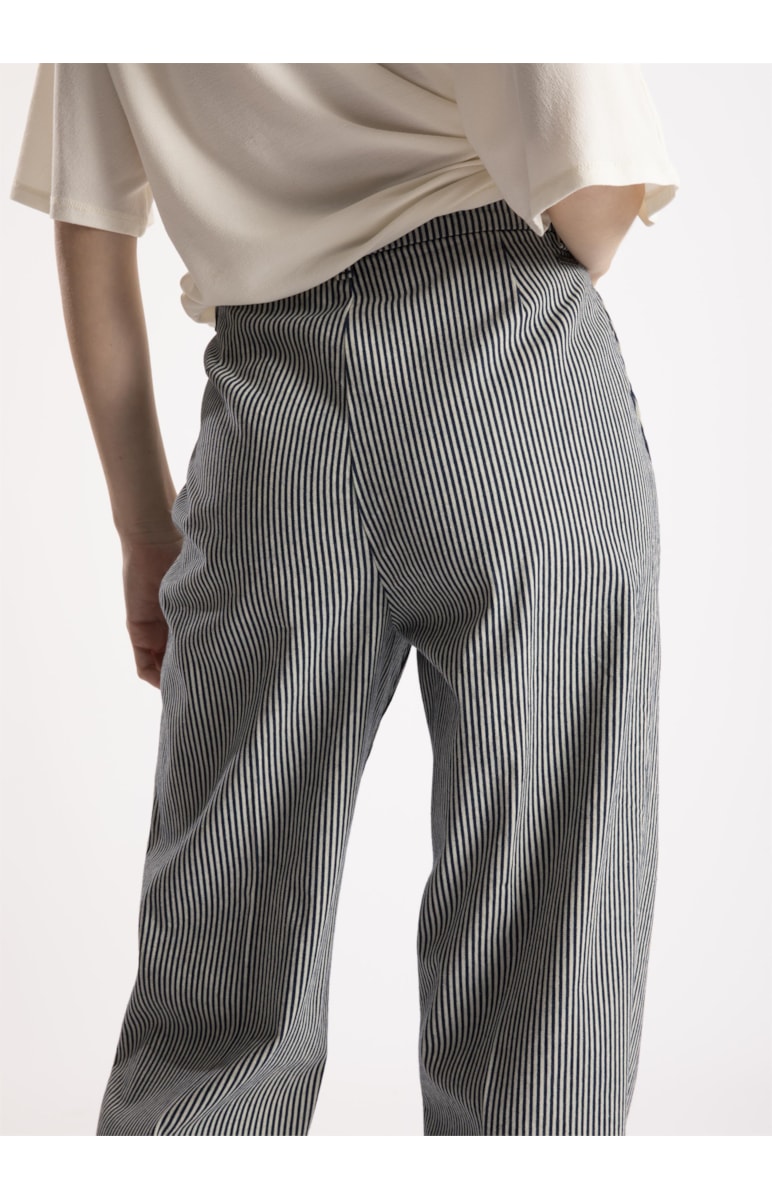 Calca Alfa Cotton Stripes Reta Marinho