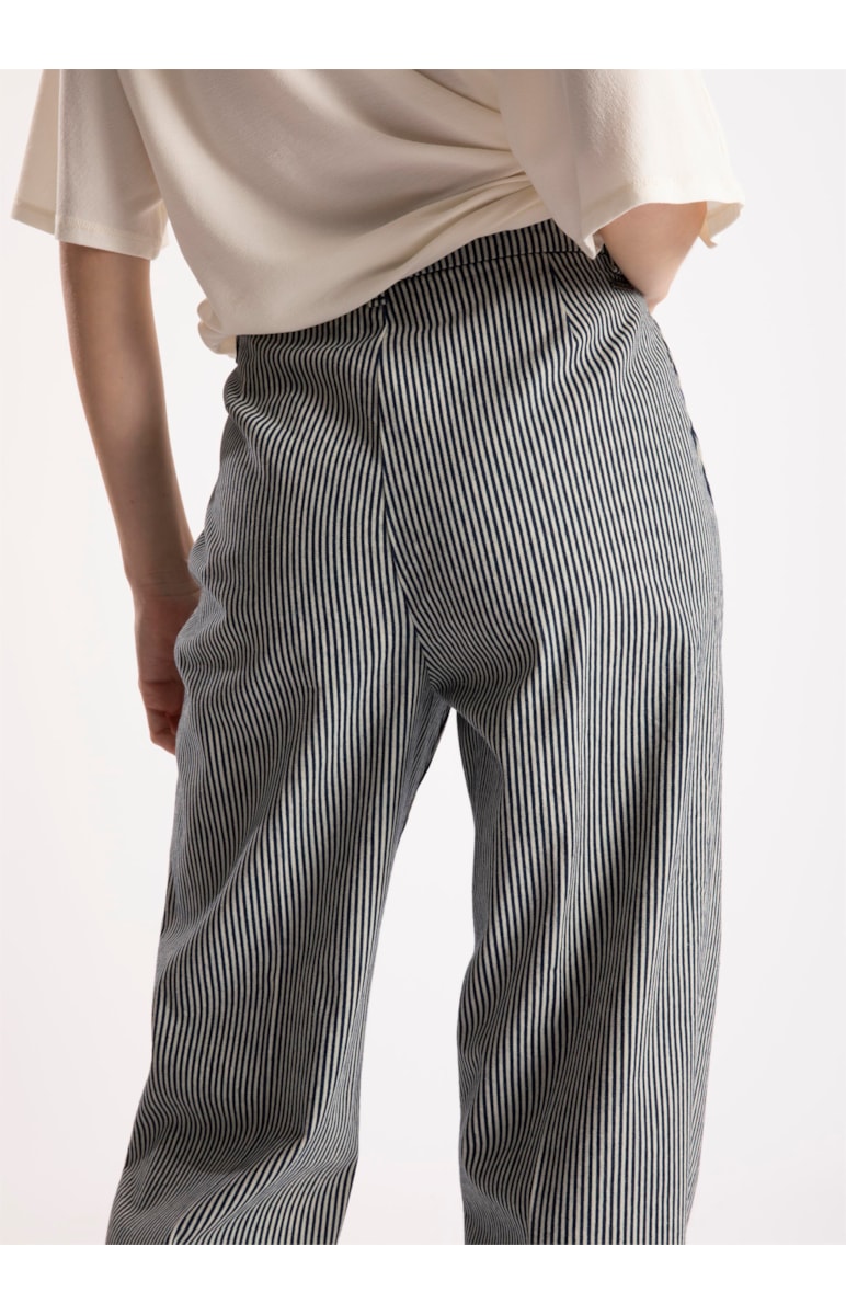 Calca Alfa Cotton Stripes Reta Marinho