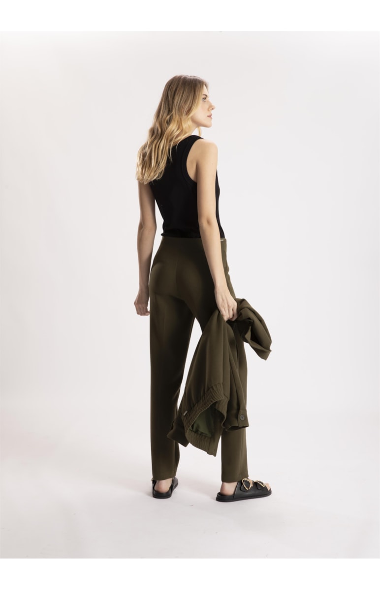 Calça Alfaiataria London Slim Sem Cos Verde Militar