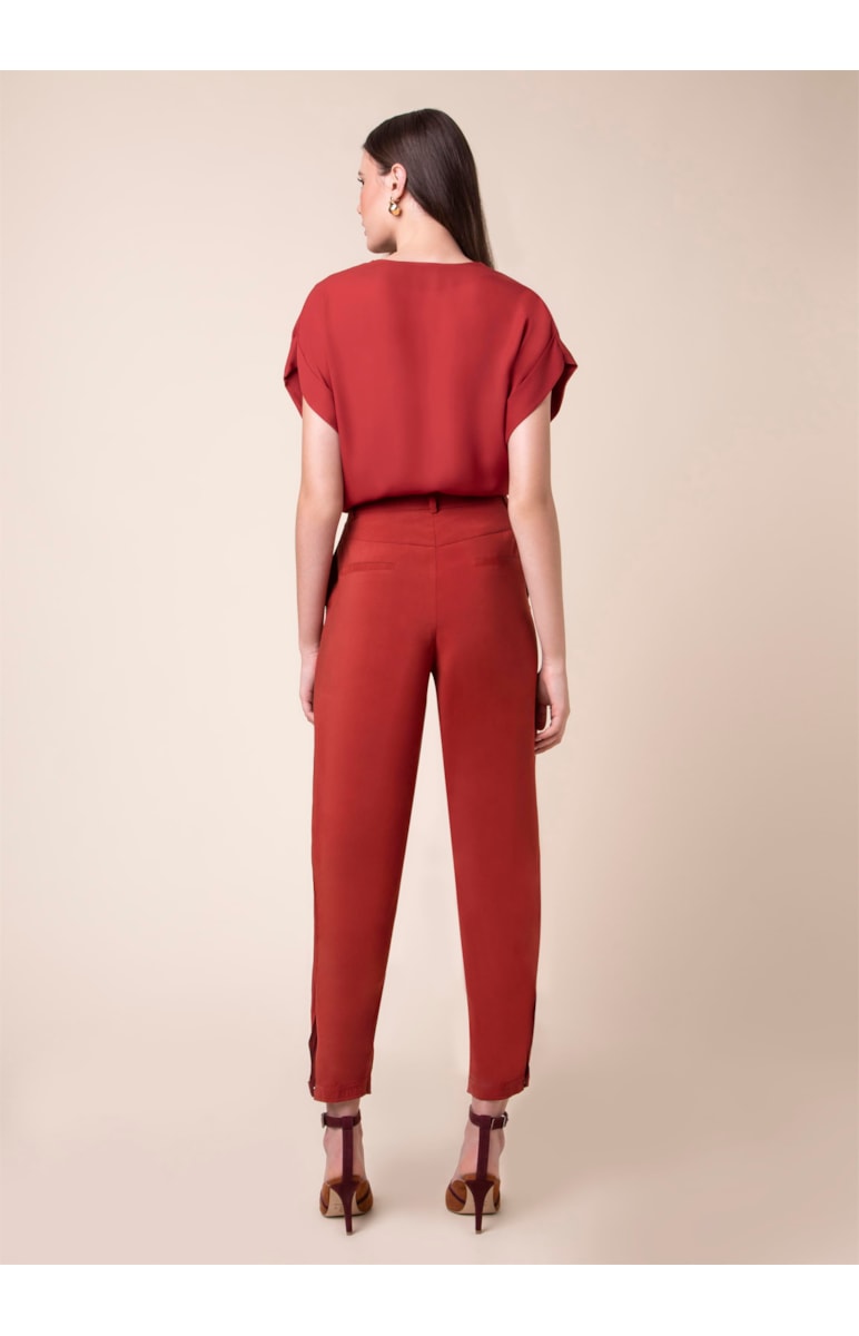 Calça Baggy Abertura Lateral Telha
